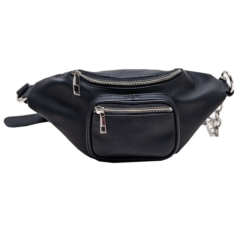 Effen kleur enkele schoudertas eenvoudige ketting meerlaagse borsttas vrouwen reistelefoonpakket  c746: Zwart