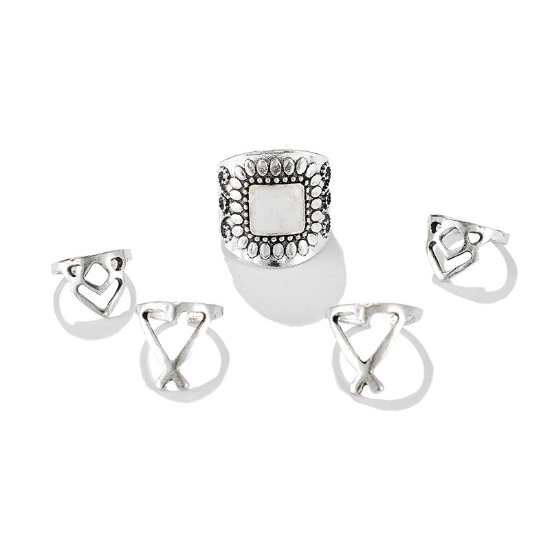 Tocona eenvoudige geometrische sterren maan zilverkleurige ringen voor vrouwen punk boho gezamenlijke vinger ringen set sieraden accessoires