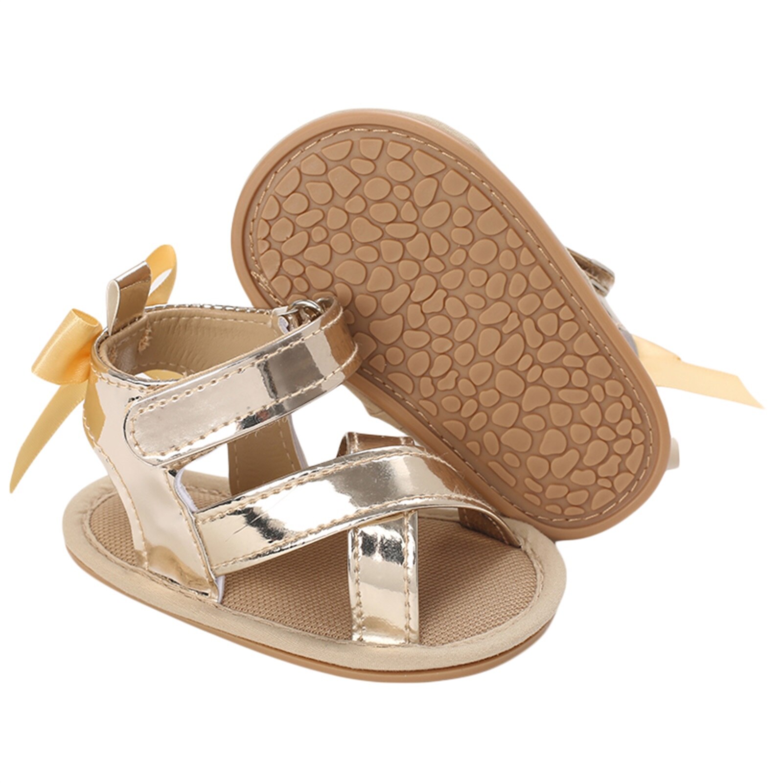 Sandalen für babys (mädchen), rutschfest, für zuhause, mit farbigem leder-Patchwork, Ideal für Strand, freizeit und partys, ab 0-18 monaten