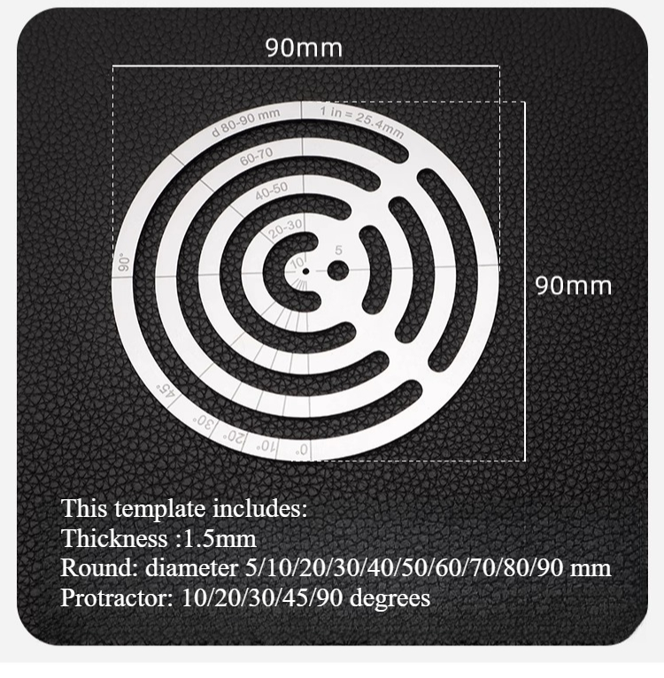 Stainless Steel Round Corner Gauge Arc-shaped Template Handmade Leather DIY Leather Pattern Drawing Pattern Making Drawing Tool: green