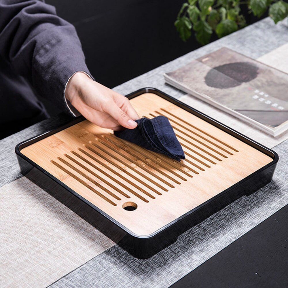 Chinese Style Bamboo Tea Trays Tea Serving Kung Fu Tea Trays Eco-Friendly Household Water Storage Trays Dry Bubble Table