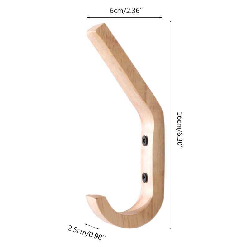 MH003 Oak Wood Bathroom Hook Rack Wall Mount Multipurpose Hallway