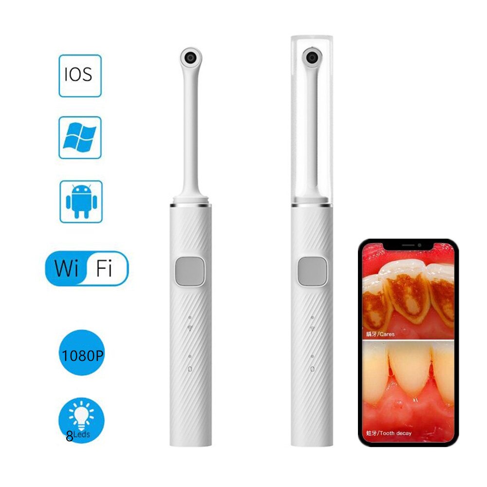 Drahtlose Wifi Oral Zahn Endoskop 8 einstellbare LED-leuchten Intraorale Kamera HD Video Für ios Android Zähne Inspektion endoskop