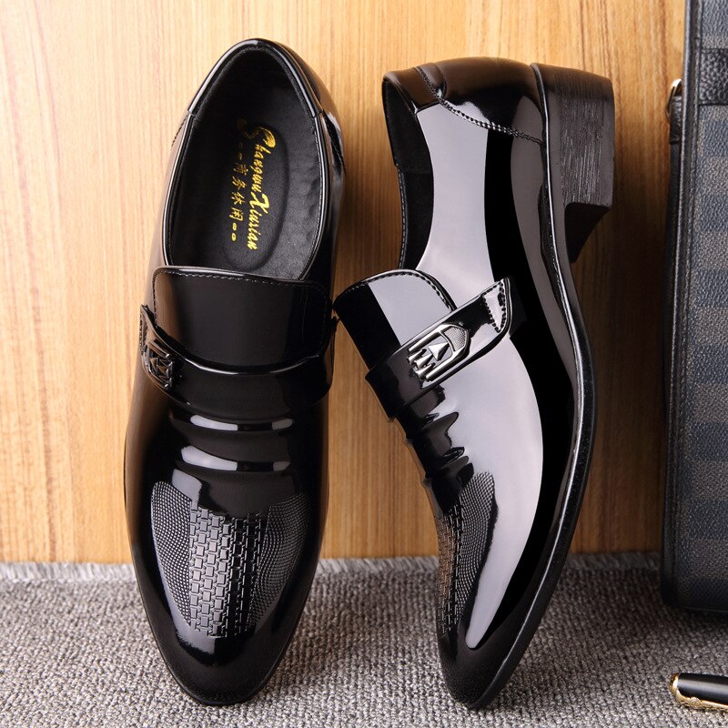 Zapatos formales de hombre del Océano Pacífico, Zapatos Oxford de charol con punta estrecha para hombres, Zapatos de vestir, Zapatos de negocios Oxford para hombres, Zapatos