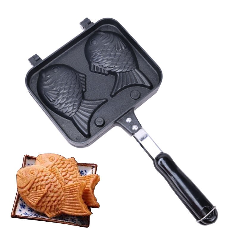 Taiyaki skimmel japansk fiskformet bageudstyr vaffelpande maker japansk pandekage dobbeltpande rustfrit stål stegepande: Default Title