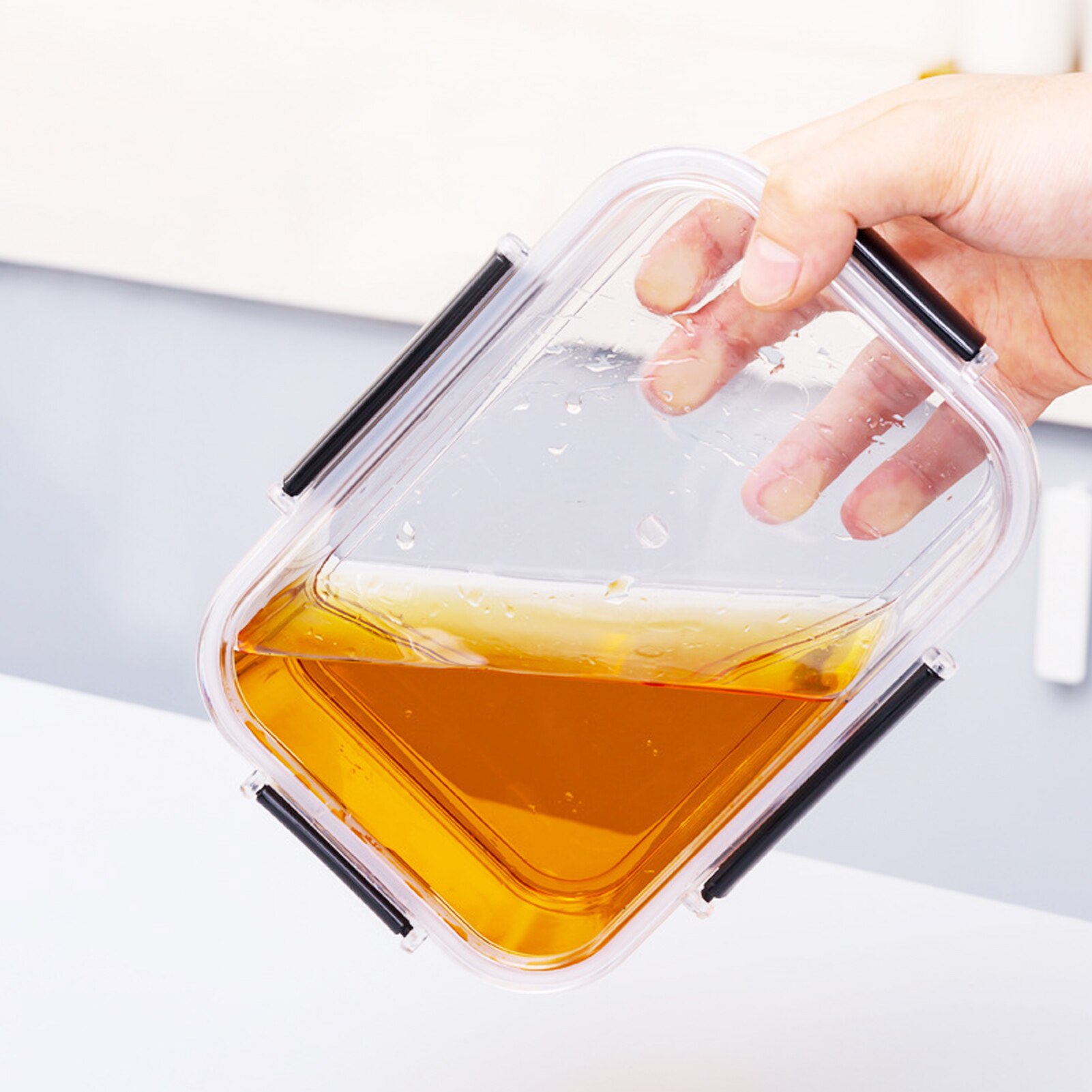 1100ml 800ml Fresh-keeping Box Transparent Glass Kitchen Refrigerator Sealed Box Fruit Vegetables Meat Food Storage Container