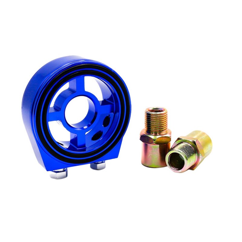 Car Universal Oil Filter Cooler Plate Adaptor M201.5 and 3/4-16 Sandwich Adapter Oil Gauge: Blue