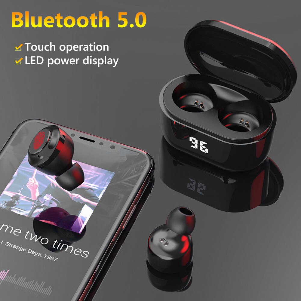 A6 tws mini trådløs bluetooth 5.0 hifi stereo høretelefoner med digital ladeboks understøtter touch-kontrol håndfri opkald