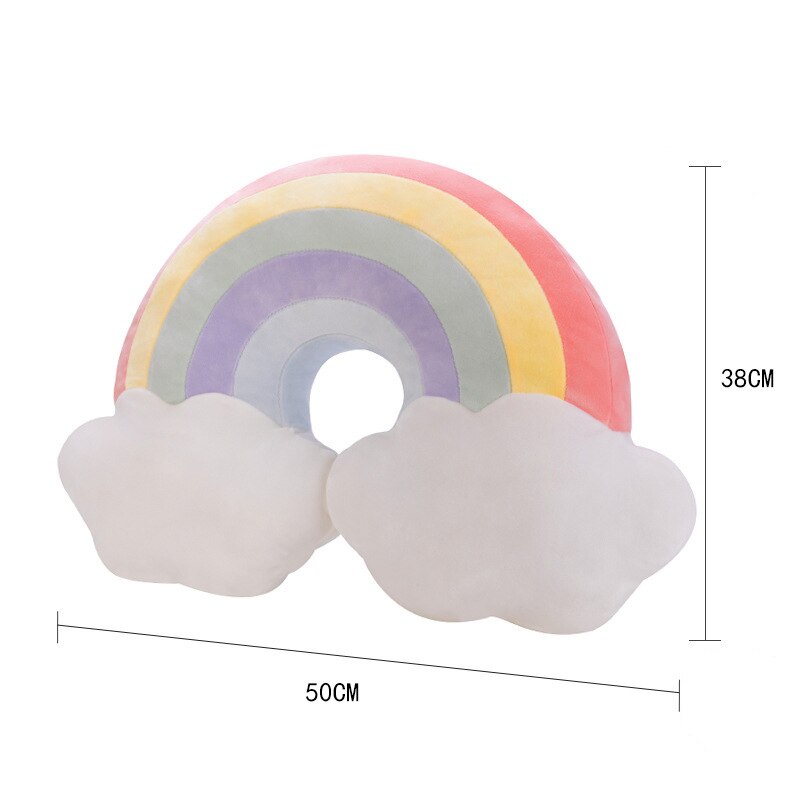 Cilected Multicolor Rainbow Cloud Pillow Living Room Bedroom Sofa Bed Cushion Office Cute Napping Pillow Stars Plush Toy: PC026-1