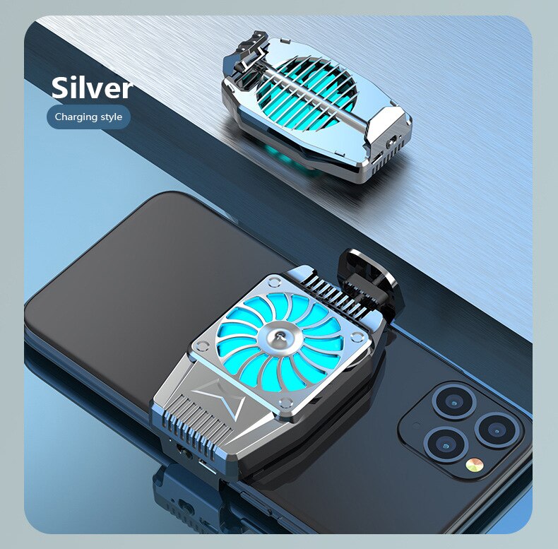 USB Cooling Fan Bracket Holder H15 USB Powered Phone Cooling Fan Case Accessories 1PC Mobile Phone Cooler Semiconductor Radiator: Sliver Battery model