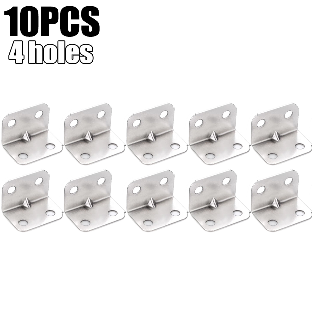 50/10x Stainless Steel Corner Brackets Universal for Cabinets Drawers Windows Wood Furniture 90 Degree Right Angle Fixed Bracket: Nickel