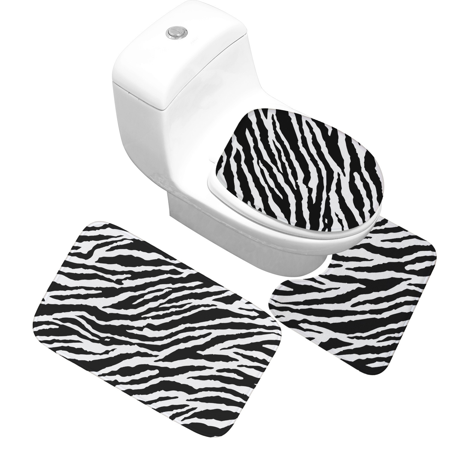 Koe Patroon En Zebra Striae Badkamer Wc Matten Set Water-Absorberende Flanel Badmat Antislip Vloerkleed