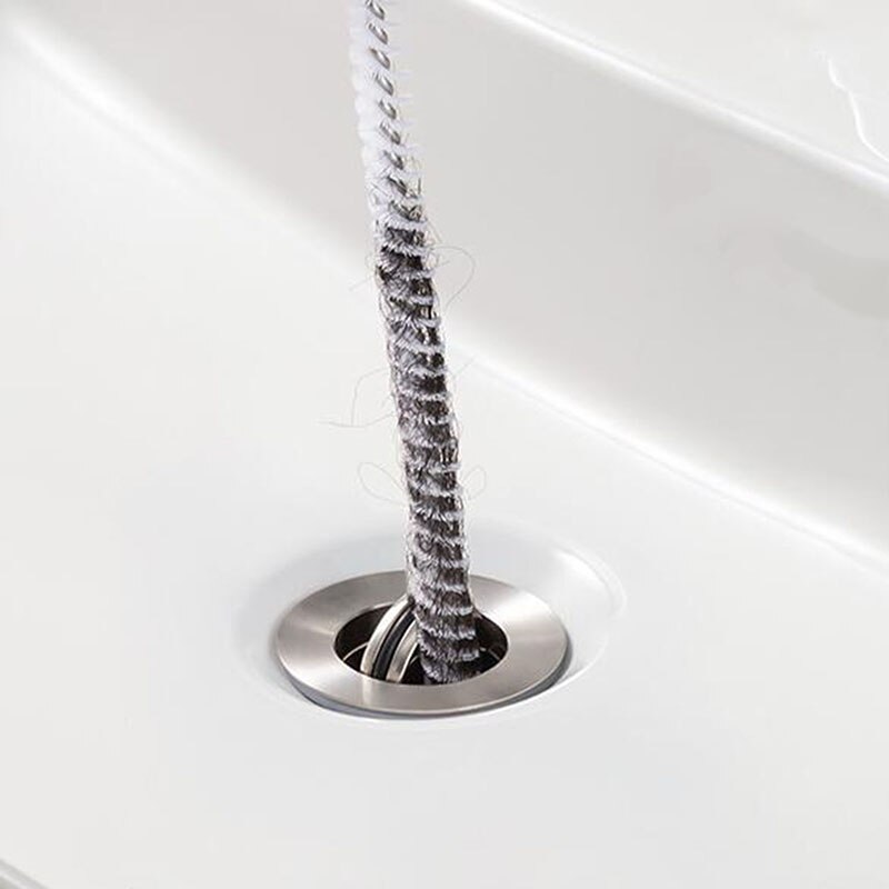 Pipeline Dredging Brush Spiral Sink Hair Pick Up Cleaning Sewer Dredging Brush Bendable Bathroom Kitchen Dredge Clean Brush