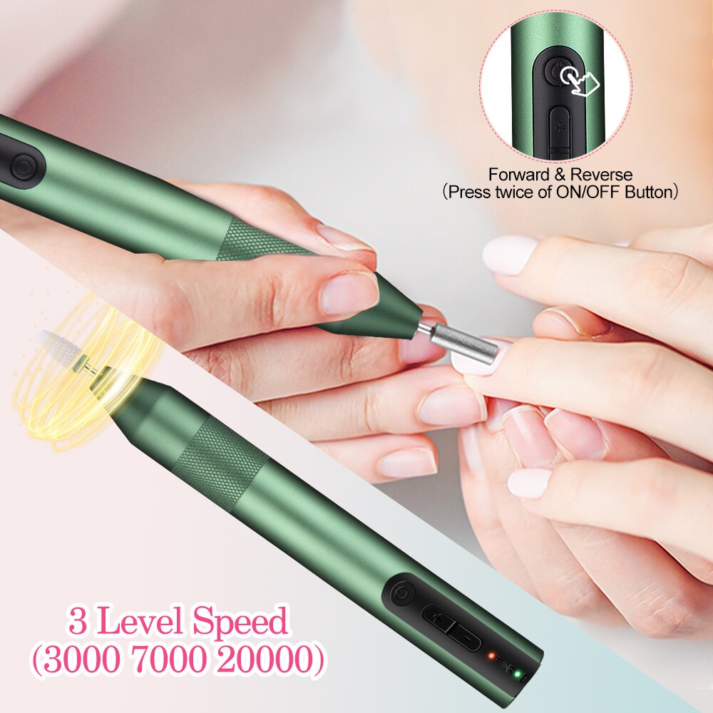 YBLNTEK – perceuse à ongles électrique professionnelle, 20000 RPM, Machine de manucure, charge USB, lime à ongles, polissage, outils de pédicure