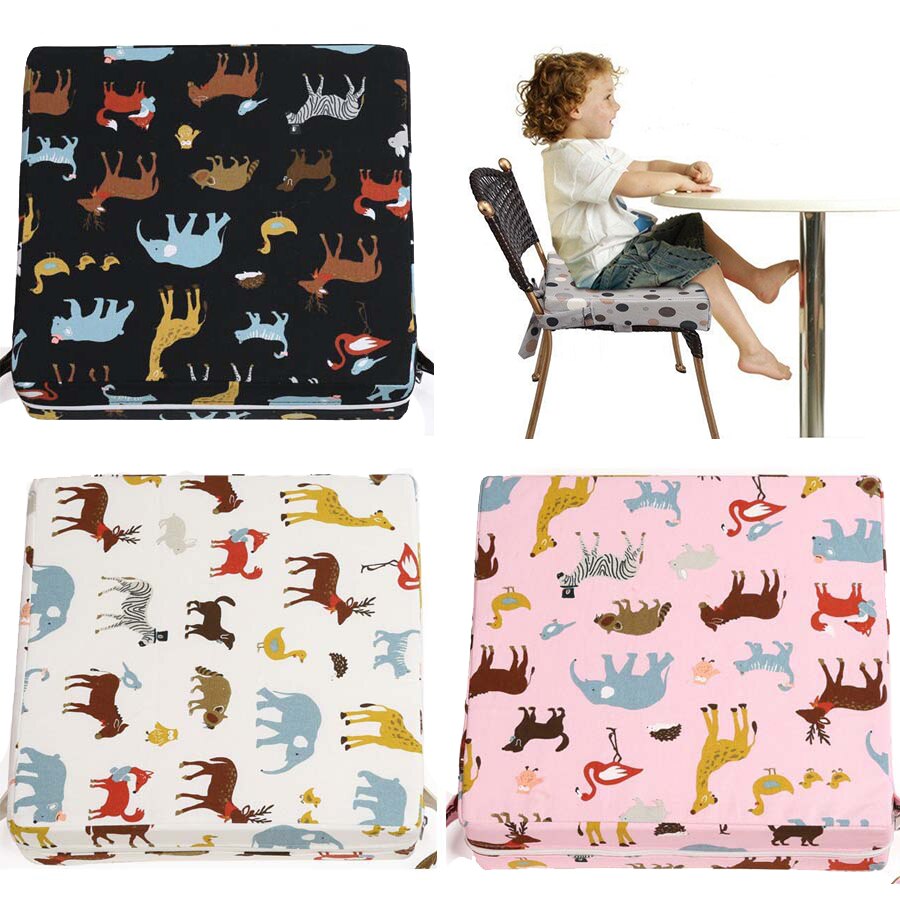 Babyverhoger kussen cotto 8cm cartoon dieren stoelverhoger antislip verwijderbaar wasbaar kinderstoelkussen