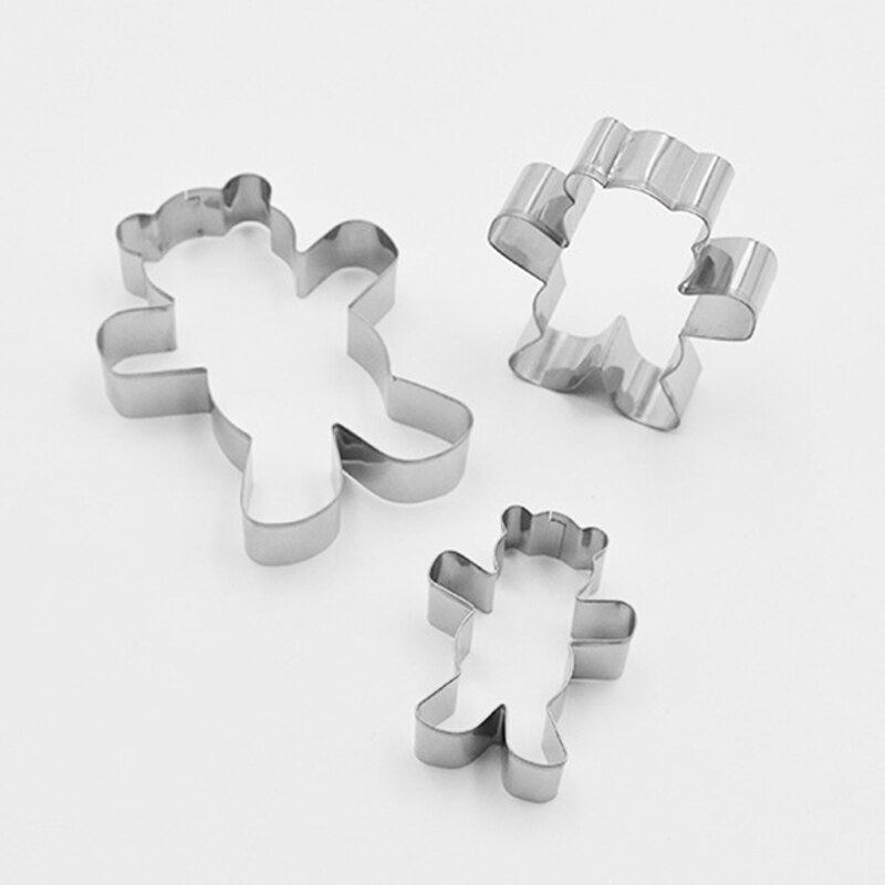 3Pcs Bear Hug Stainless Steel Cookie Cutter Biscuit Mold Set Fondant Cake Mold Baking Tools Sugar Biscuit Paste Mold Cutter