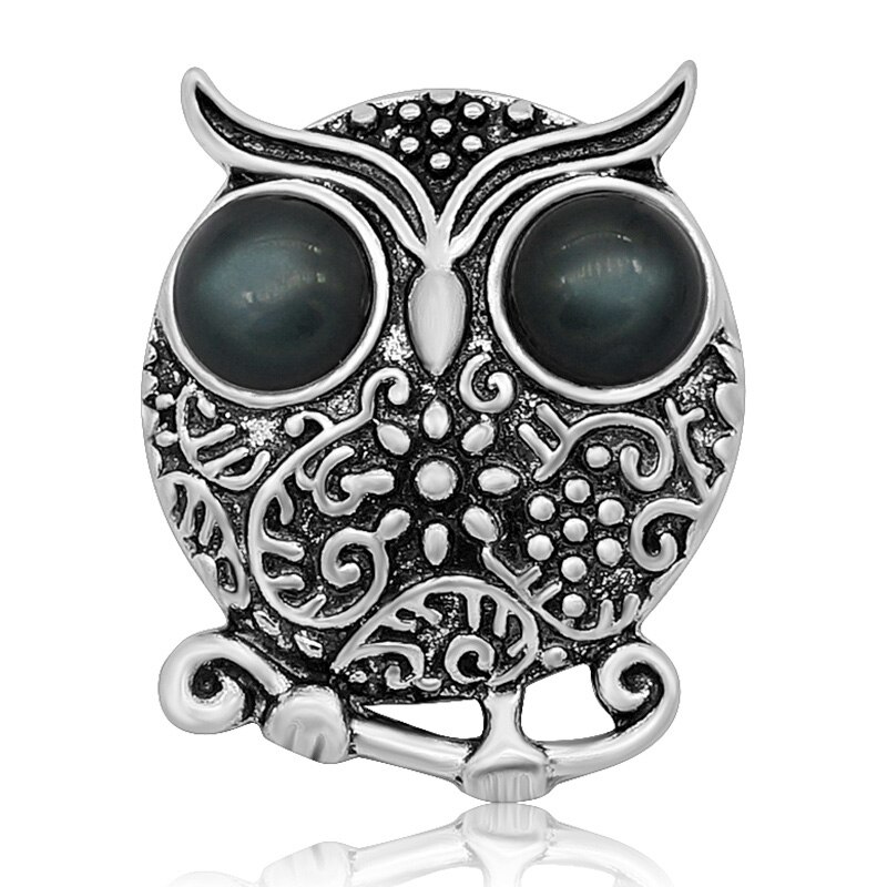 KZ3112 Beauty Lovely Big eye Owl 20MM snap buttons fit snap jewelry: black