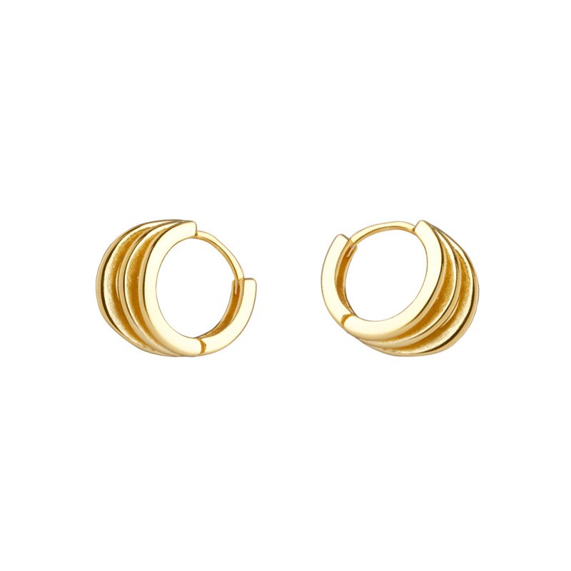 Brinco de argola da linha torção irregular, cores prateadas da personalidade de três camadas, temperamento feminino, jóias artesanais da moda: Gold-E0515