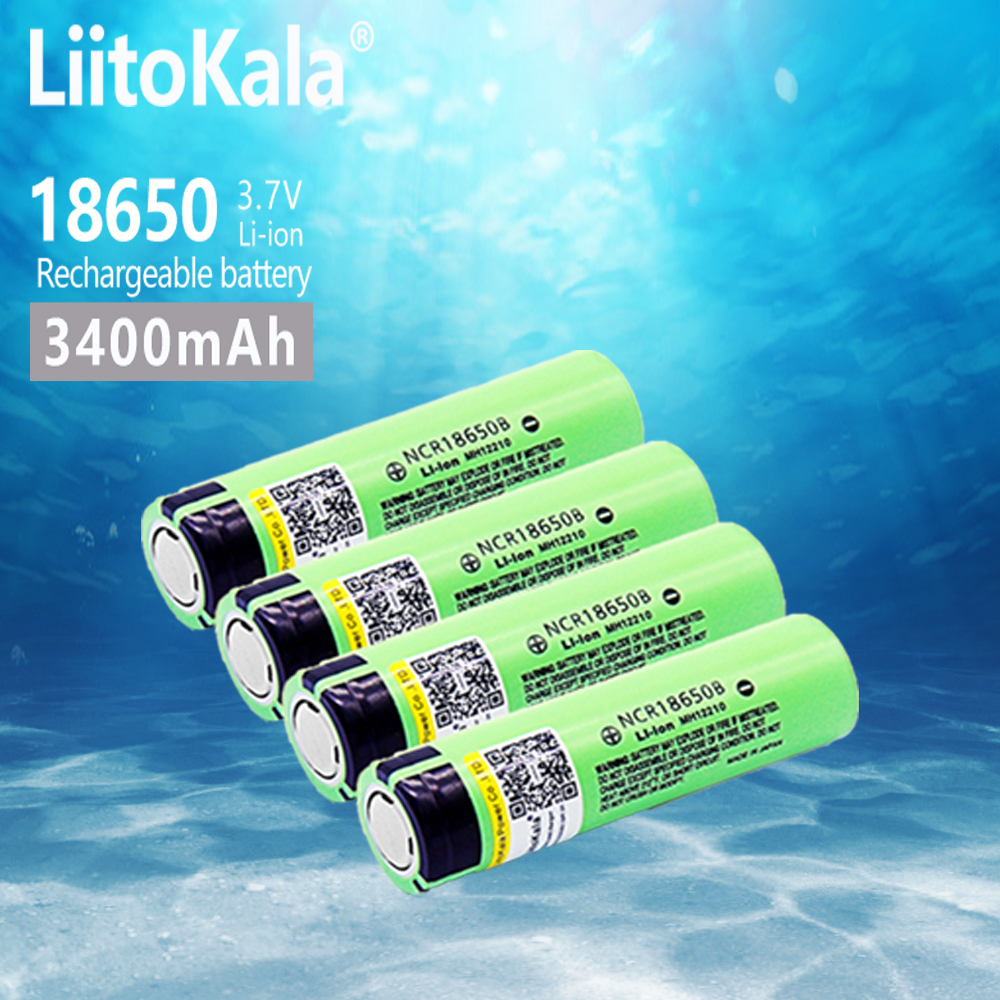 LiitoKala Original NCR18650B 34B 3.7V 18650 3400mAh Rechargeable Lithium Battery Flashlight Battery
