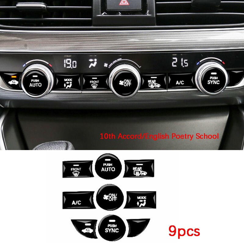Auto Airco Centrale Bedieningspaneel Beschermfolie Auto Venster Bedieningspaneel Sticker Voor Honda 10th Accord Inspire: Oranje
