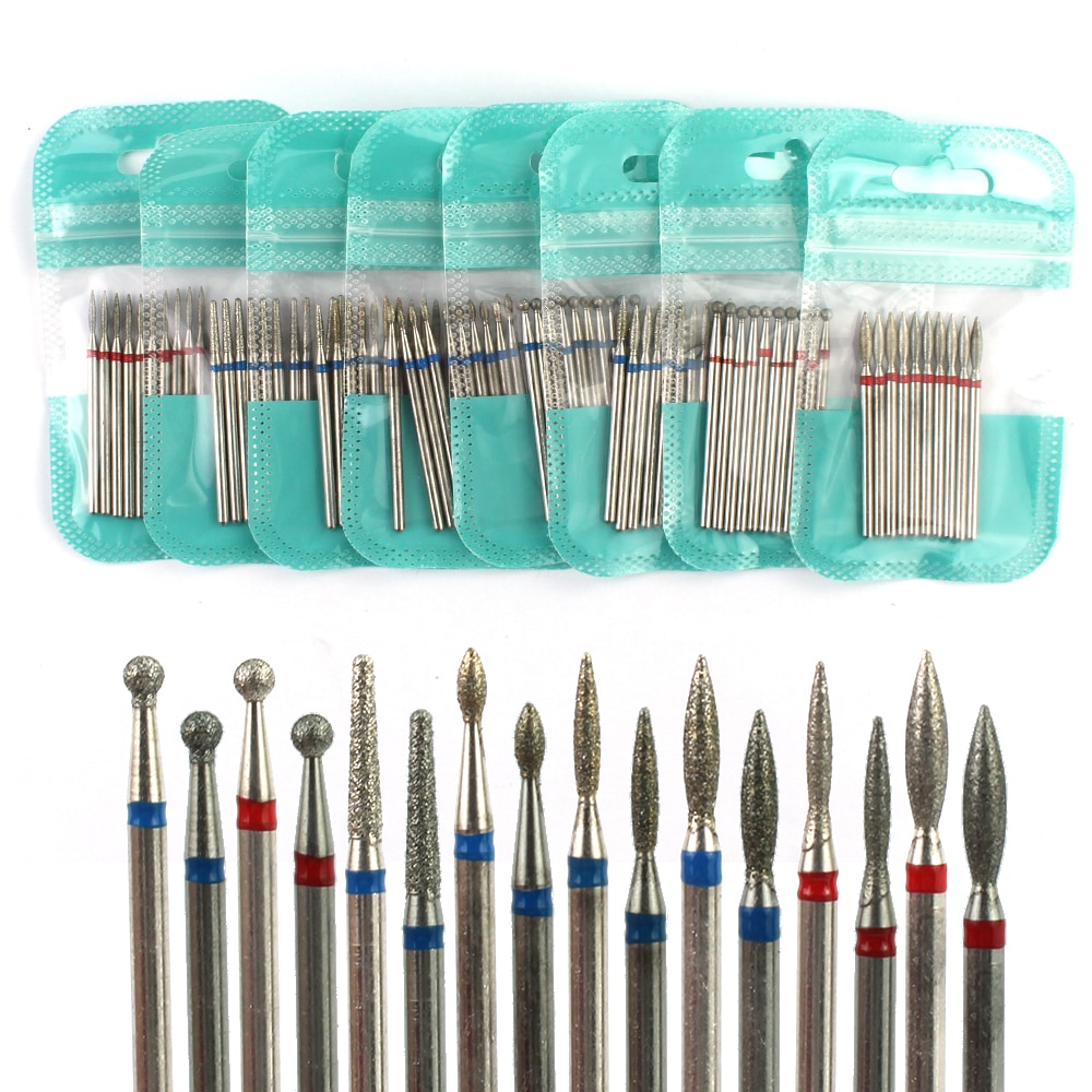 Juego de brocas de diamante para manicura, broca para uñas, Arco Iris, 10 Uds.