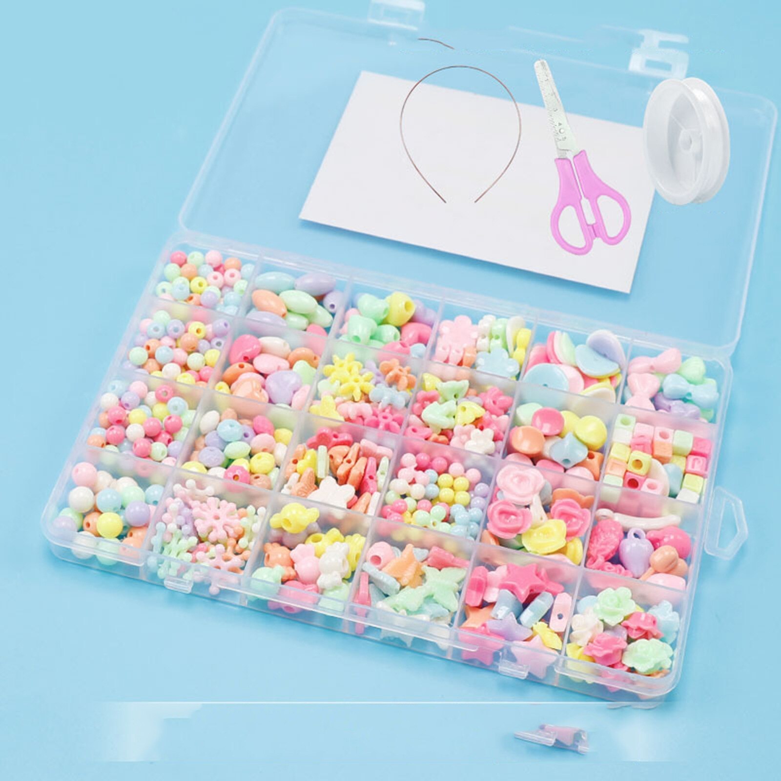 1 Set Acrylic DIY Handmade Beaded Kits For Girls Bracelet Necklace DIY Jewelry Making Craft Cute Heart Materials Accessories: 09