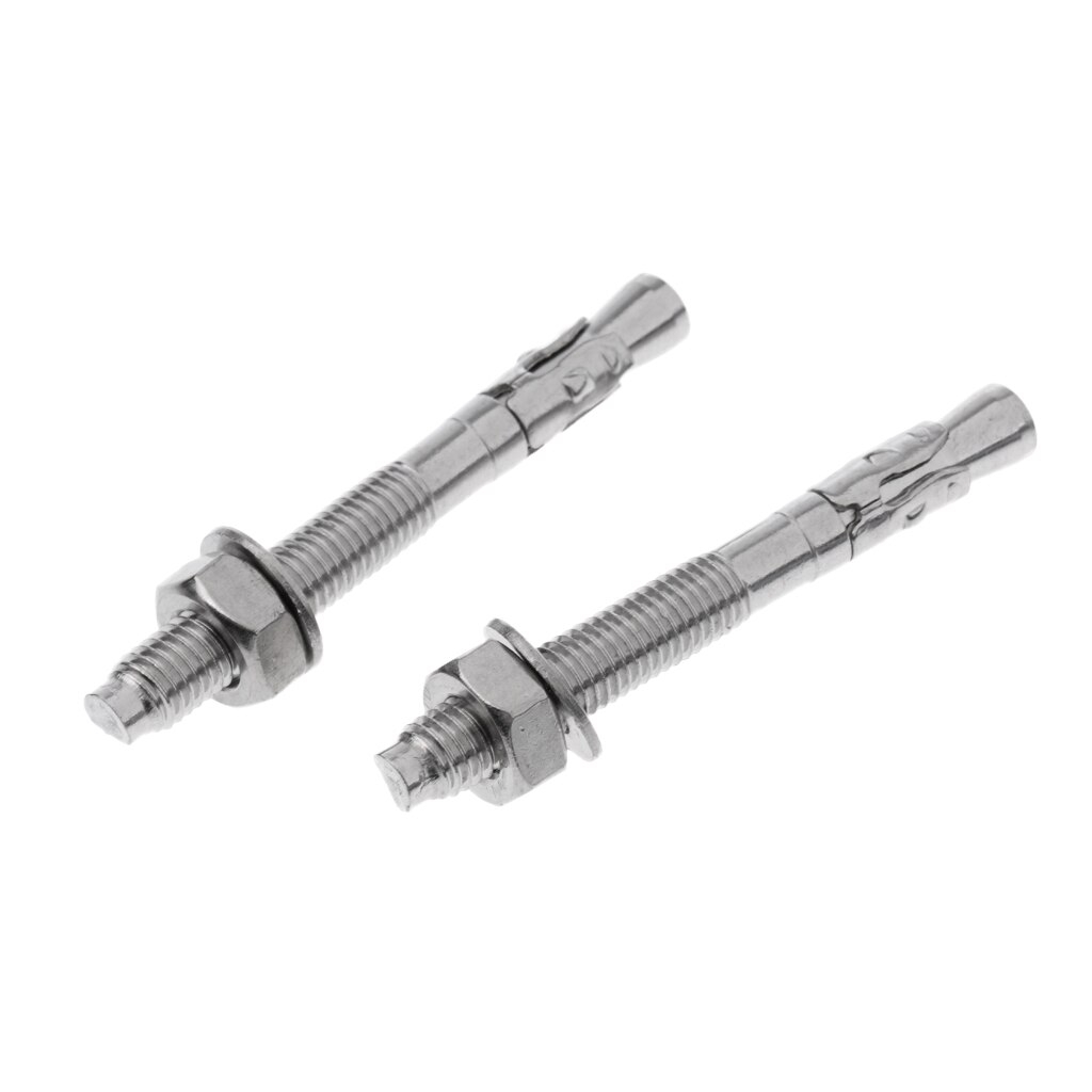 2 Piece M10 x 90mm Stainless Steel Rock Climbing Anchor Setscrew Expansion Bolt with Screw Nuts and Washers