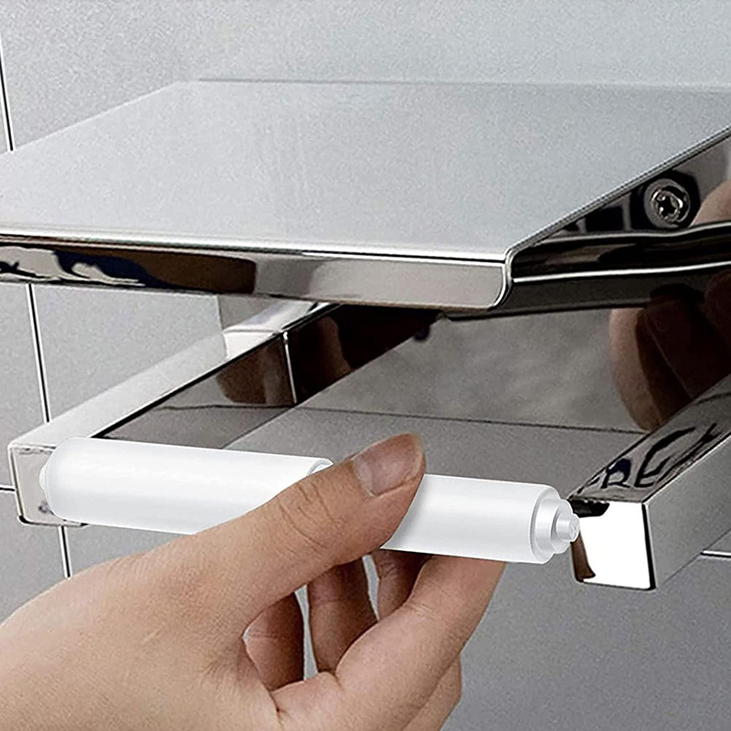 Telescopic Tissue Roll Toilet Paper Stick Plastic Towel Holder Roller Retractable Spring Rod