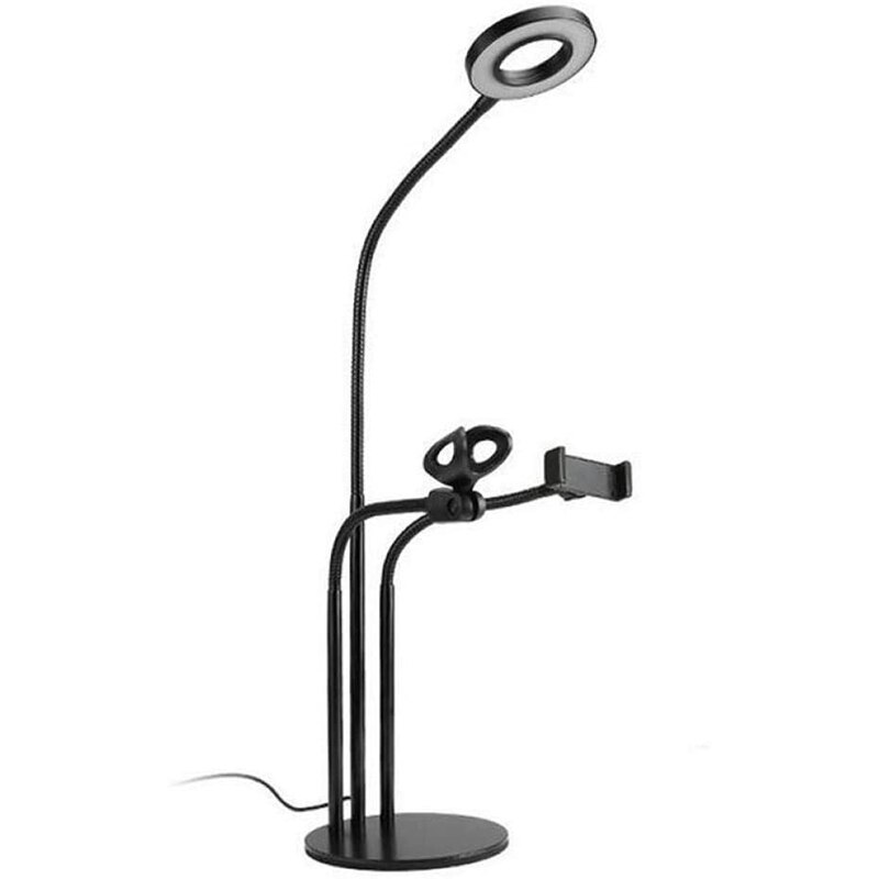 3 in 1 LED Selfie Ring Light Desktop Lamp Mobile Phone Holder with Microphone Holder for Smartphones Video Stander: Default Title