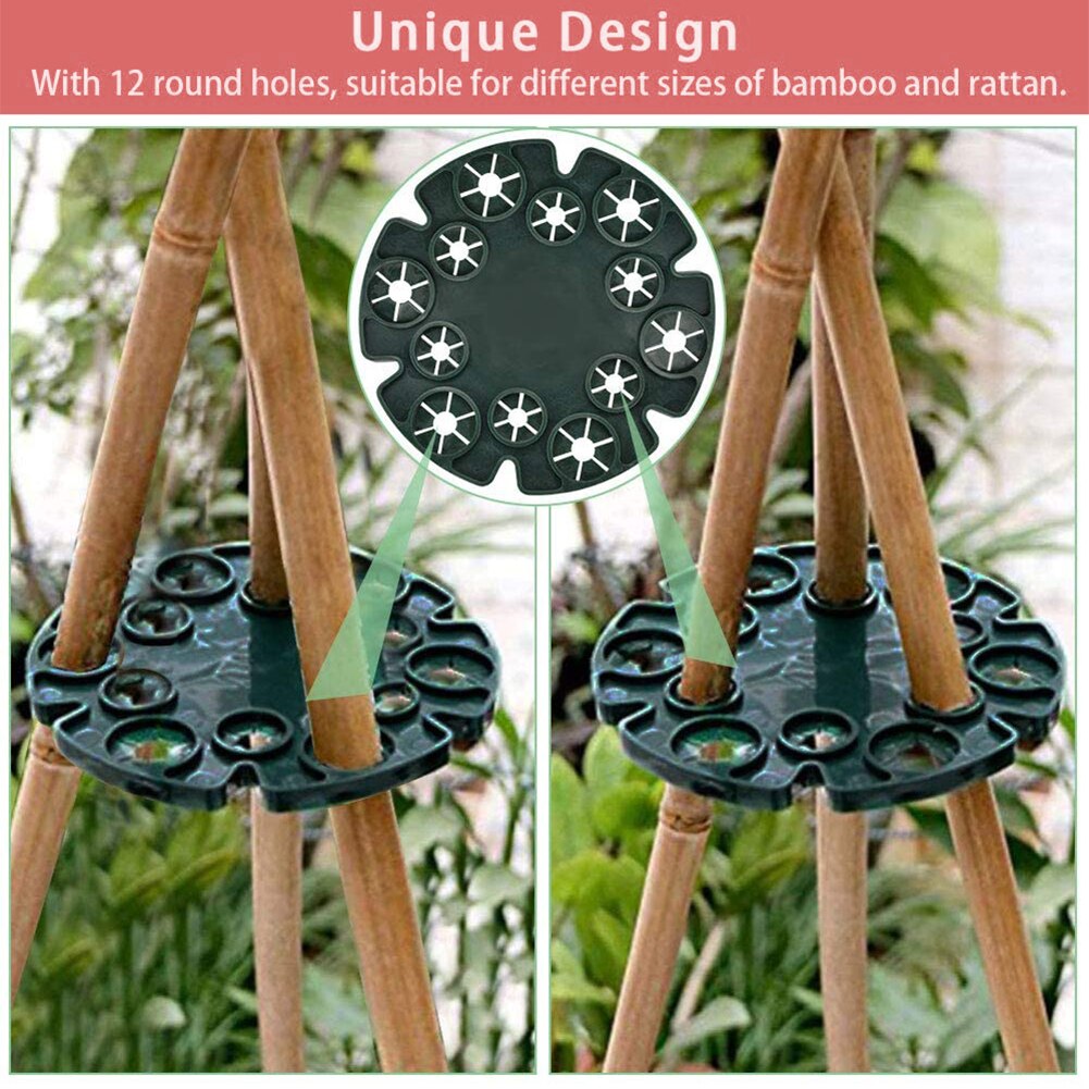 2 Stuks Bamboe Riet Houder Bamboe Wigwam Houder Plant Ondersteuning Riet Connector Grips Pentagon Voor Tuin Klimmen Planten Runner Peas