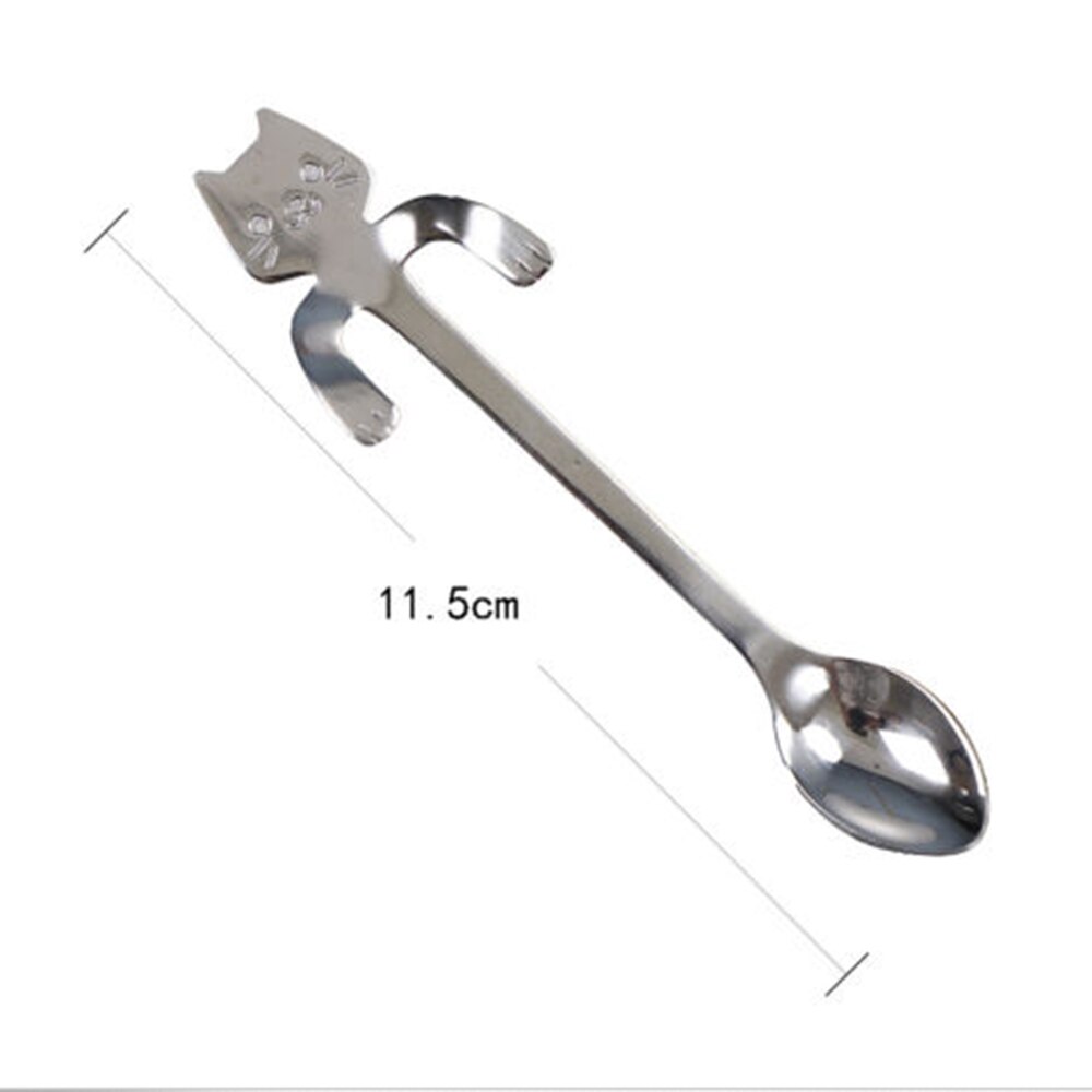 Cuchara con forma de gato, cuchara para té o café, taza colgante de acero inoxidable, cucharas de té, minicuchara largo lindo para gatito, cuchara agitadora para postre