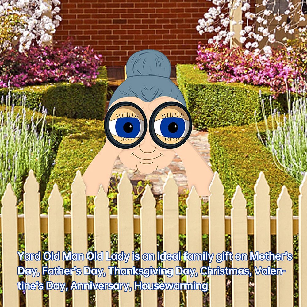 Peeker Garden Fence Decoration Funny Yard Art Sign Yard Old Man Lady Outdoor Festivity Ideal Family Garden Decor Supplies