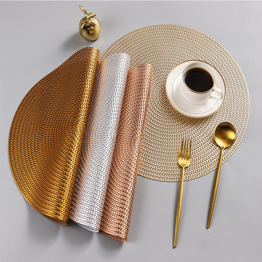 Mantel redondo de estilo nórdico de 38cm, Mantel Individual occidental de PVC, resistente al calor, antideslizante, con aislamiento, para mesa de restaurante y cena