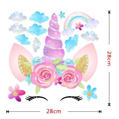 3D White Unicorn Wall Stickers For Kids Rooms Living Room Vinly Wall Decals Baby Bedroom Decorative Stickers Muursticker: Pink