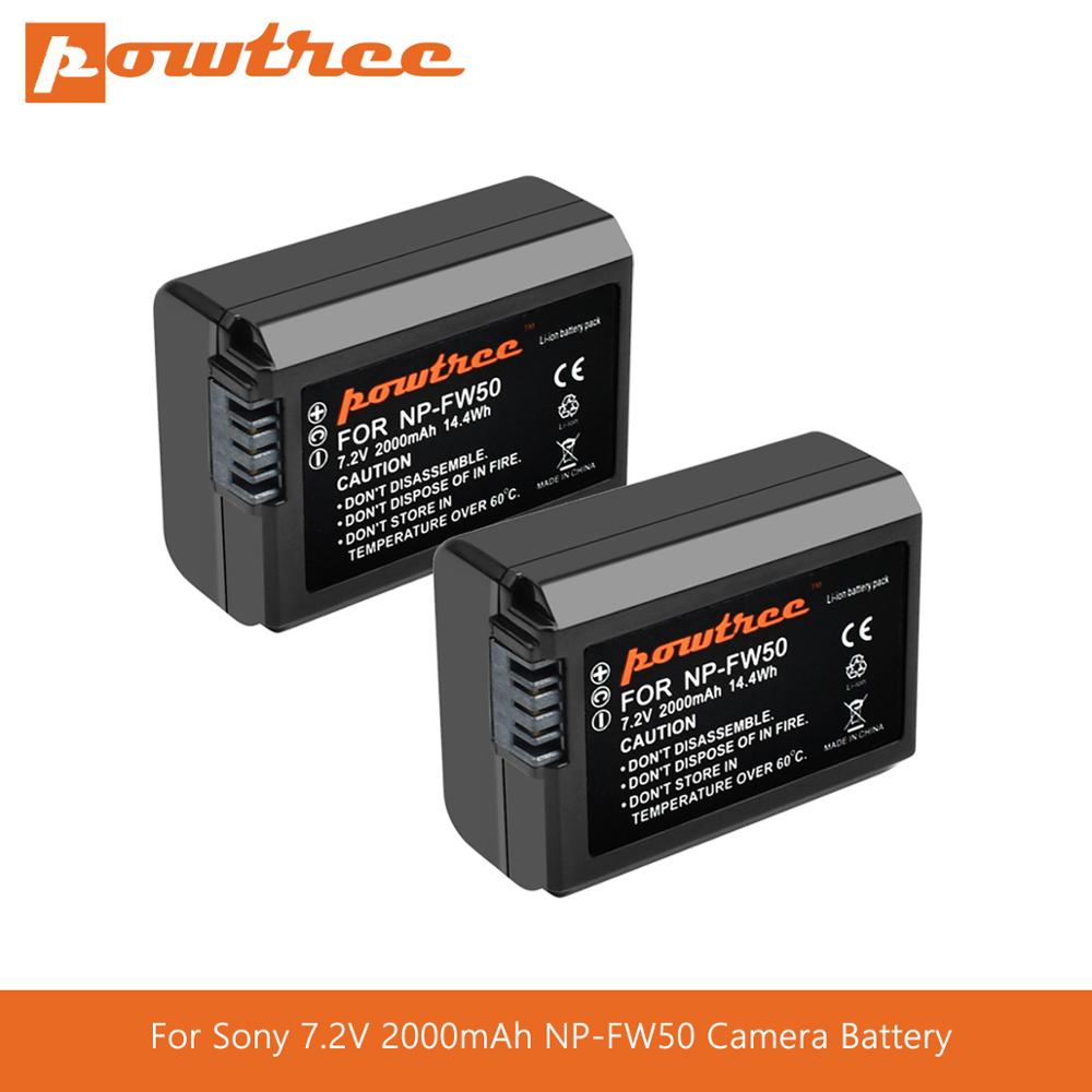 Powtree för sony 7.2v 2000 mah np -fw50 npfw 50 np fw50 kamerabatteri för alpha 6500 6300 6000 5000 3000 a7r a7s a7s ii  a7ii l70: 2 delar