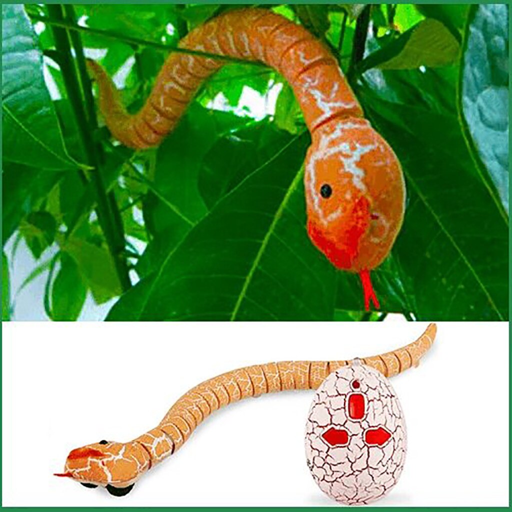 16 inches Realistic Rechargeable Remote Control RC Snake Toy with Egg-Shaped Infrared Controller,Terrifying Mischief Toys