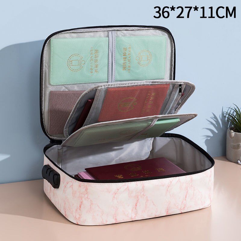 Bolsa de almacenamiento de documentos multiusos de gran capacidad, bolso de Material impermeable para organizar el hogar, viaje de negocios, organizador de archivos, maletín: A Pink