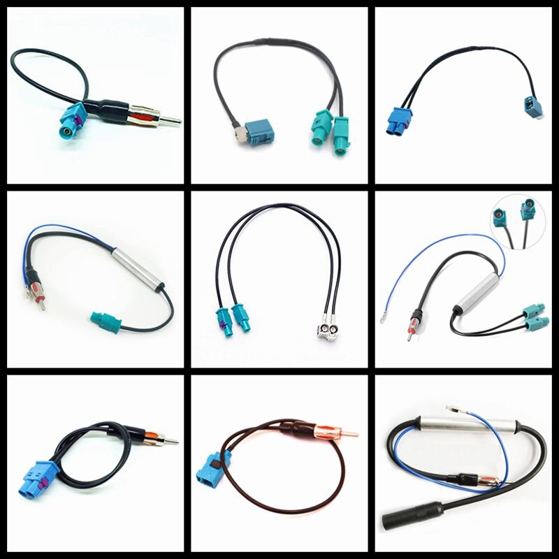 Dual Fakra to Din FM AM Car Radio Antenna Adapter - Splitter Stereo Converter Signal Booster Amplifier