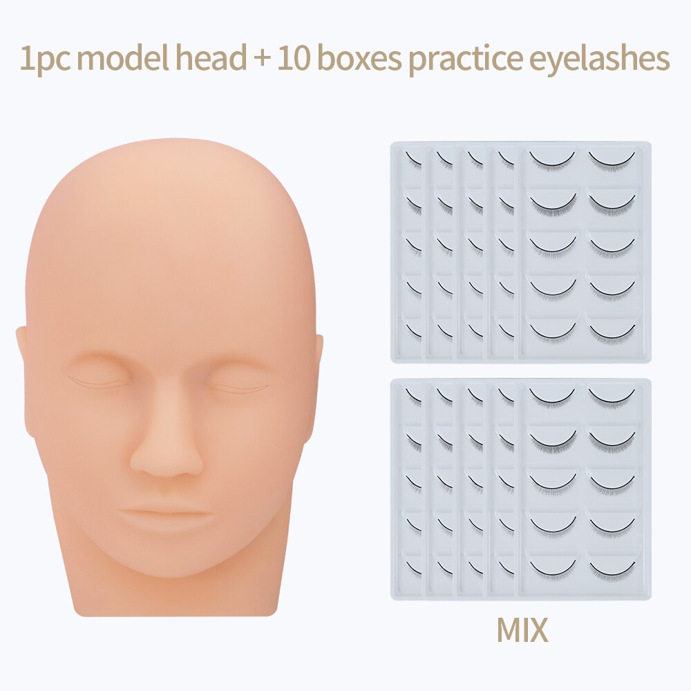 Práctica de pestañas postizas, maniquí de entrenamiento, cabeza plana, práctica de maquillaje, extensiones de pestañas
