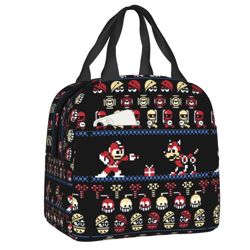 Classic Video Arcade Game Collage Insulated Lunch Bag Reusable Cooler Thermal Lunch Box Women Children Food Container Tote Bags: Gold