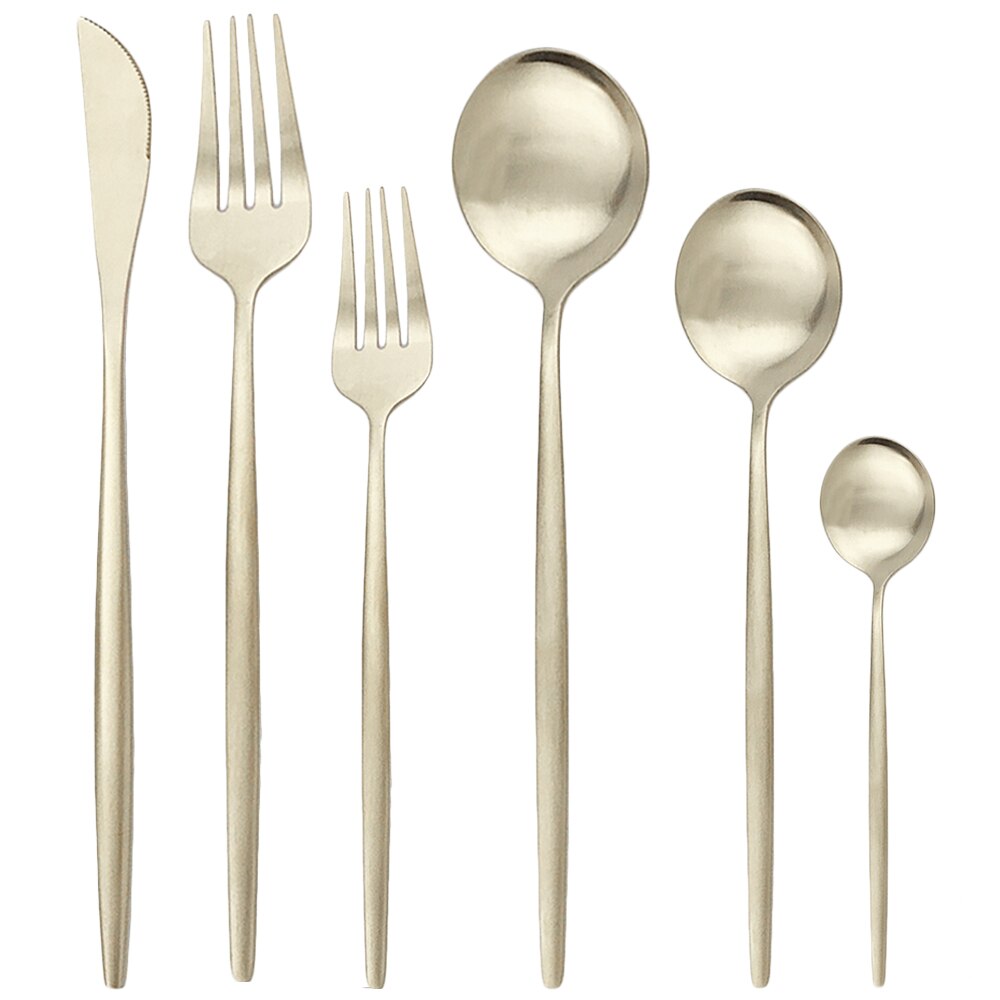 Rosa guld mat bestik sæt 36 dele bestik sæt 304 rustfrit stål spisestel sæt gaffel teske sølvtøj sæt køkken service: 36 stk champagne