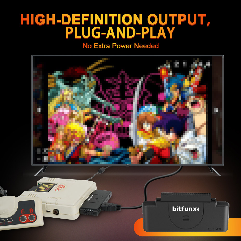 BitFunx – adaptateur RGB vers HDMI 1080p pour Console de jeu PCE, moteur, prise en charge 16:9 et 4:3, convertisseur vidéo de commutation pour la série Core Grafx