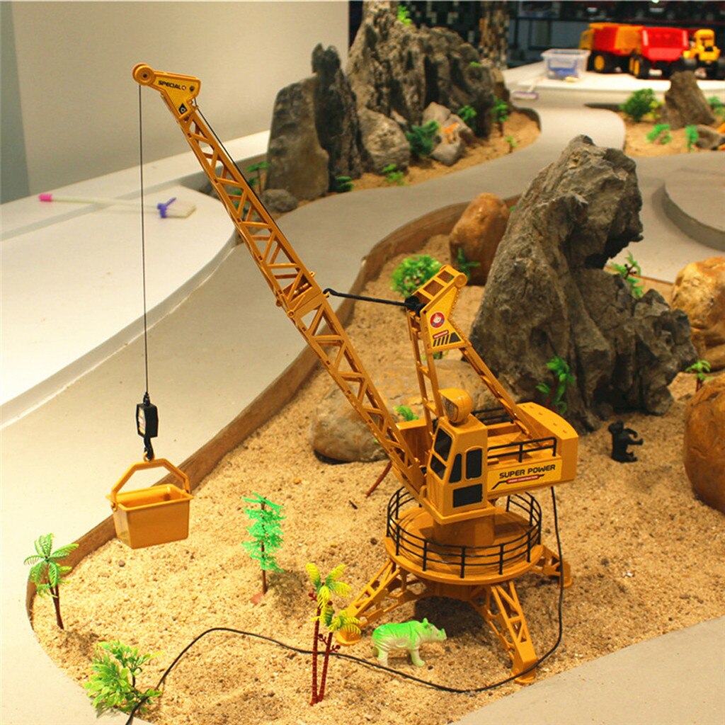 Grue télécommandée à 6 canaux pour enfant, Radio Rc pour garçon, modèle de camion de Construction, jouet de grue avec lumière