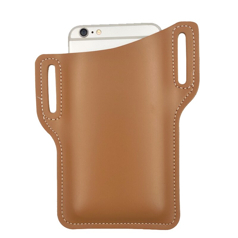 Protection Case Bag for Phones Handmade Leather Waist Belt Loop Mobile Phone Holster GK99: Light Brown