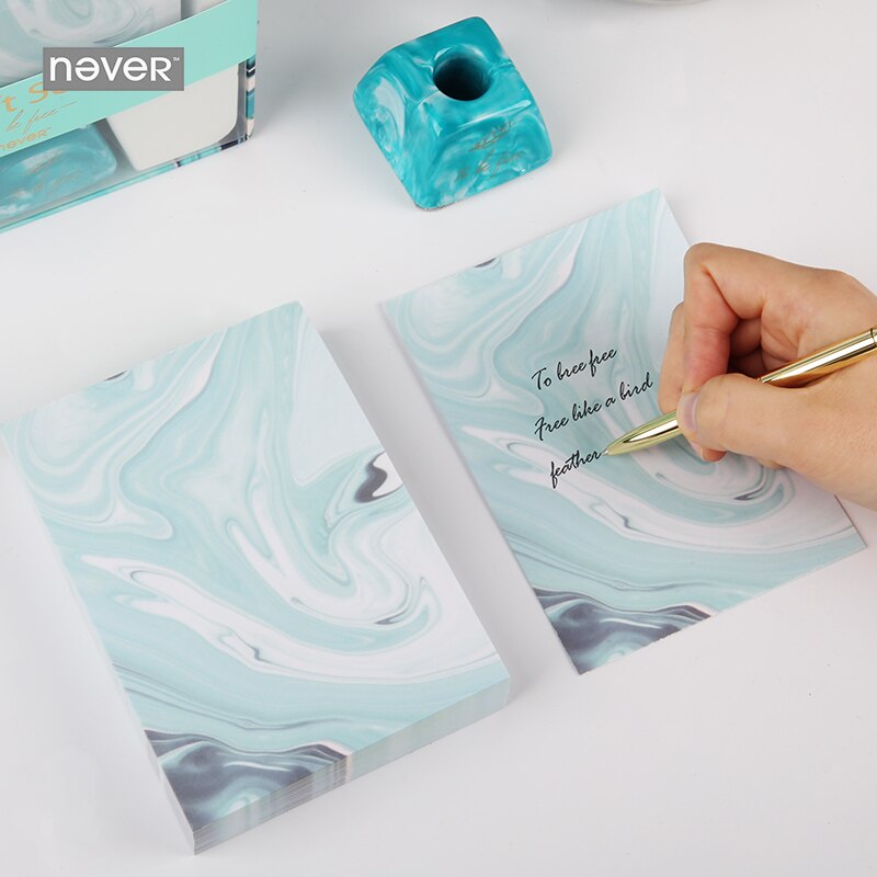 Lichtblauw Kantoorbenodigdheden Geschenkdoos Pen Houder Veer Metalen Pen Memo Note Combinatie Set Escolar Kit Escolar Briefpapier Set