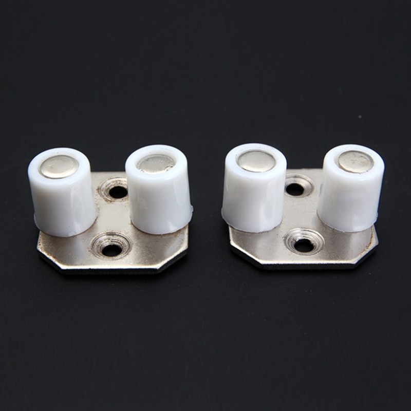 2Pcs Floor Mount Sliding Wooden Door Guide Roller Retainer Top Hung Pivot Brass Wheel Bottom Grooved