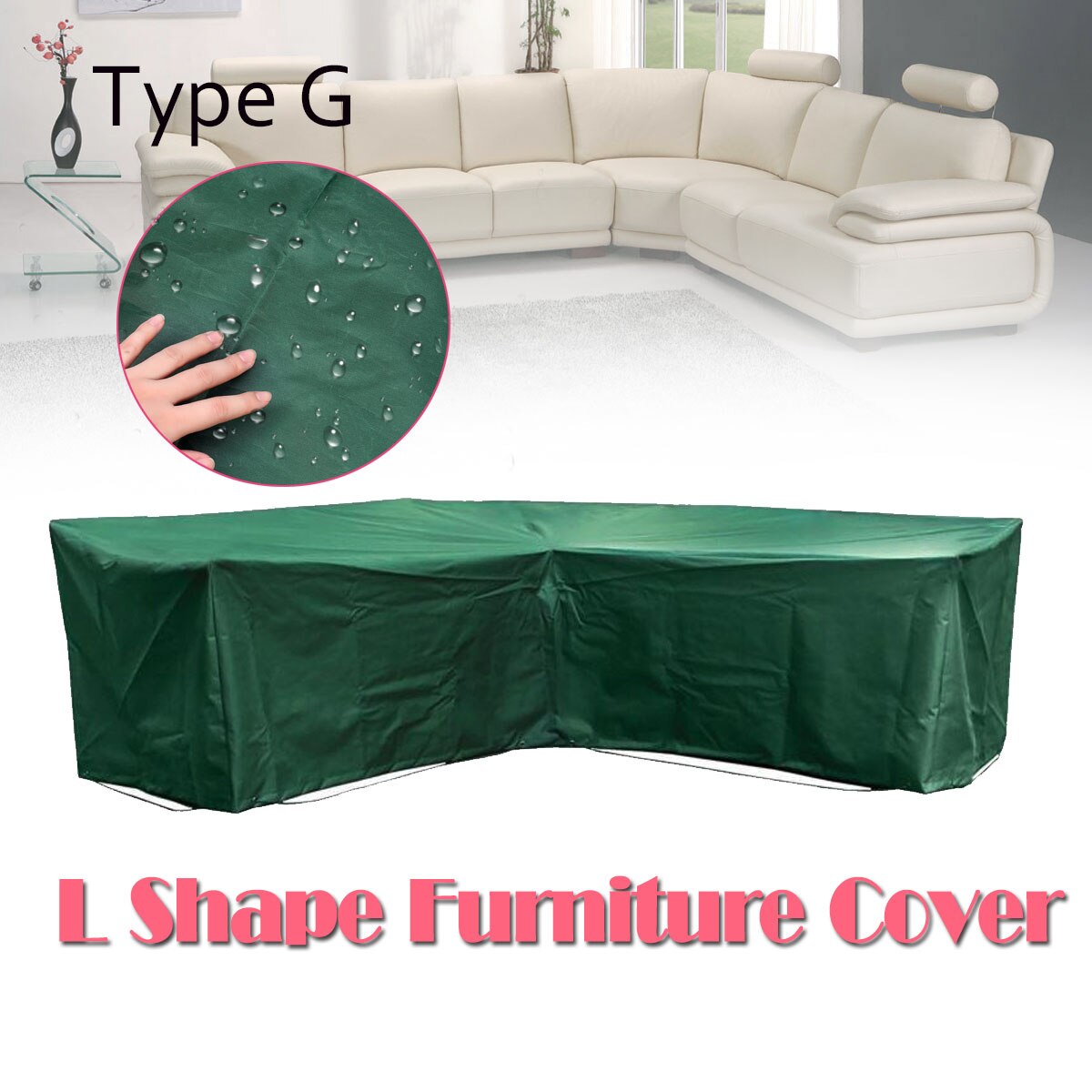 Juegos de tela impermeable para muebles de exterior, cubierta protectora de poliéster a prueba de polvo, para sofá, color negro: G