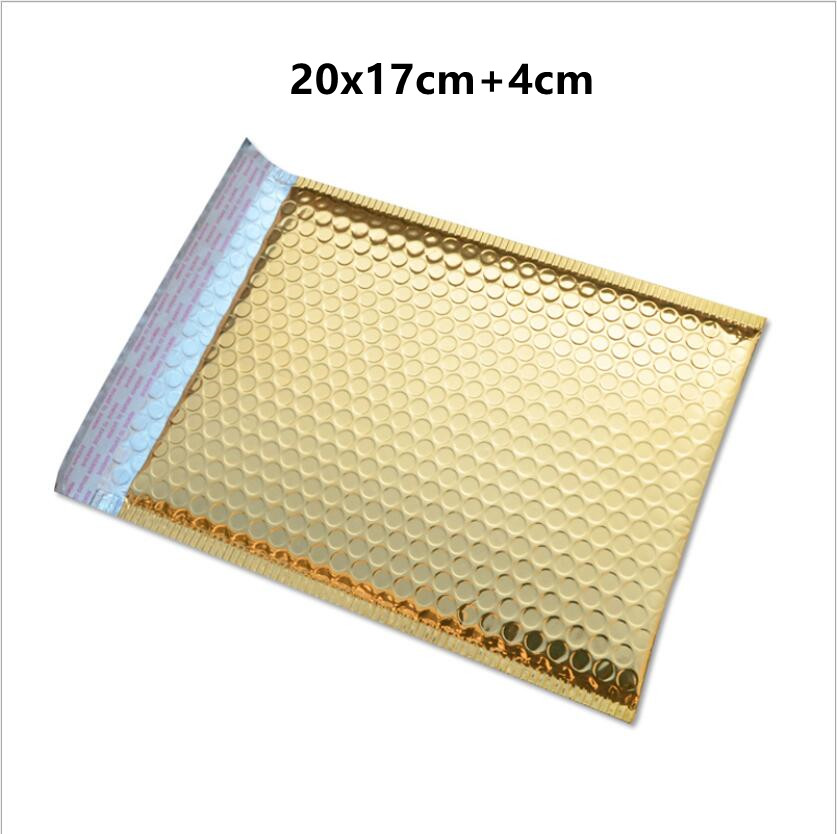 50pcs Rose Gold Poly Bubble Mailer Envelopes Aluminum Foil Padded Envelopes Self Seal Bubble Mailer Bags: gold 20x17cm