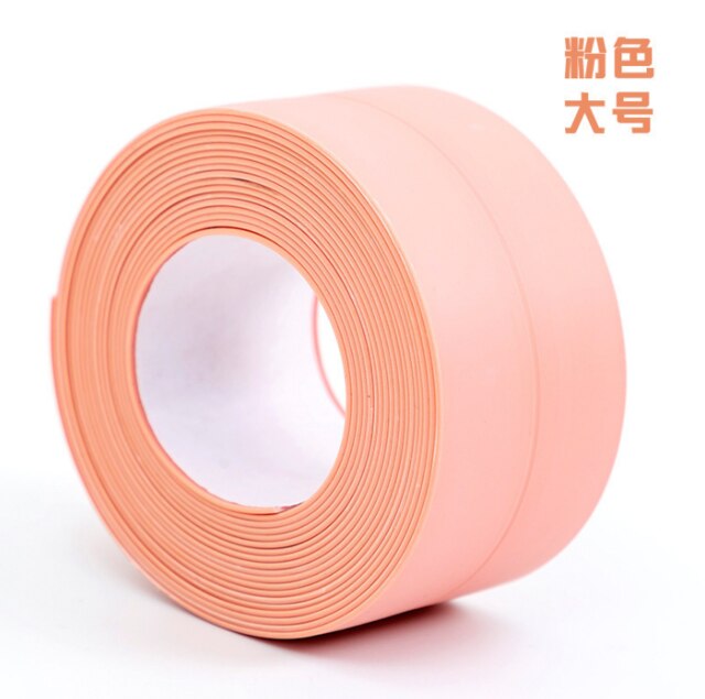 3,3 m * 38/22mm Badezimmer Dusche Waschbecken Badewanne Abdichtung Streifen Band Weiß PVC Selbst-klebstoff Wasserdicht wand Aufkleber Bad Küche: Pink big