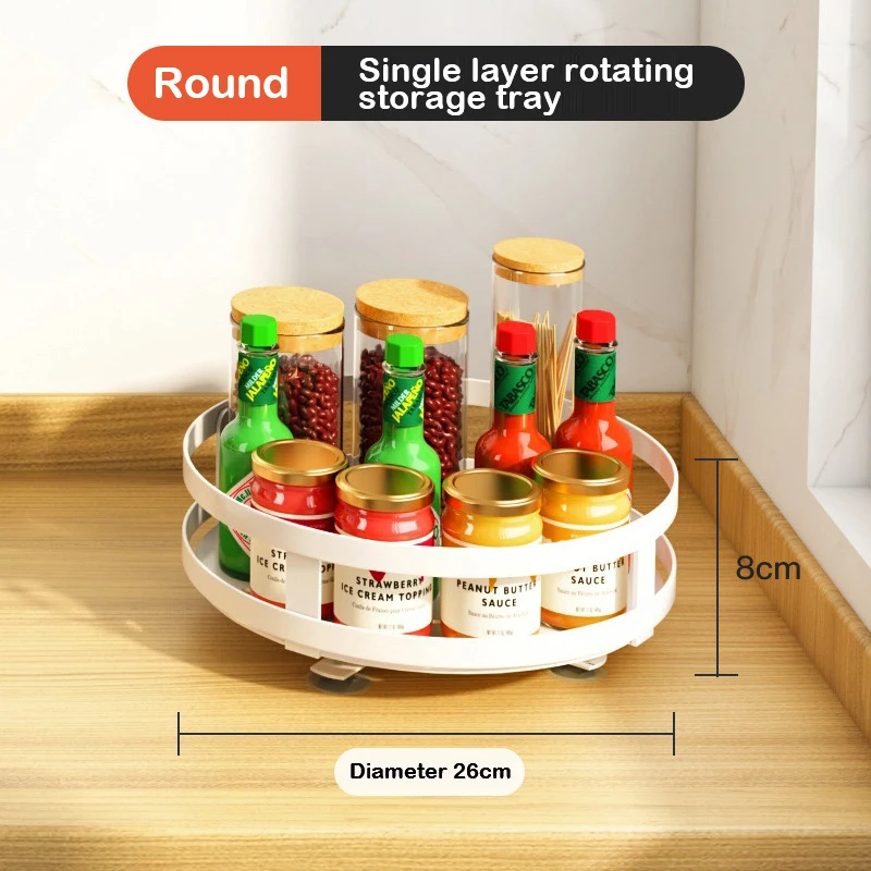 Rotation Condiment Rack Multifunctional Carbon Steel Flavour Storage Tray Round Seasonings Spice Organizer for Kitchen: army green